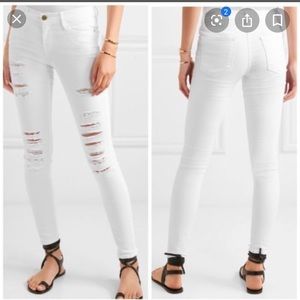 Distressed White Frame Denim Jeans